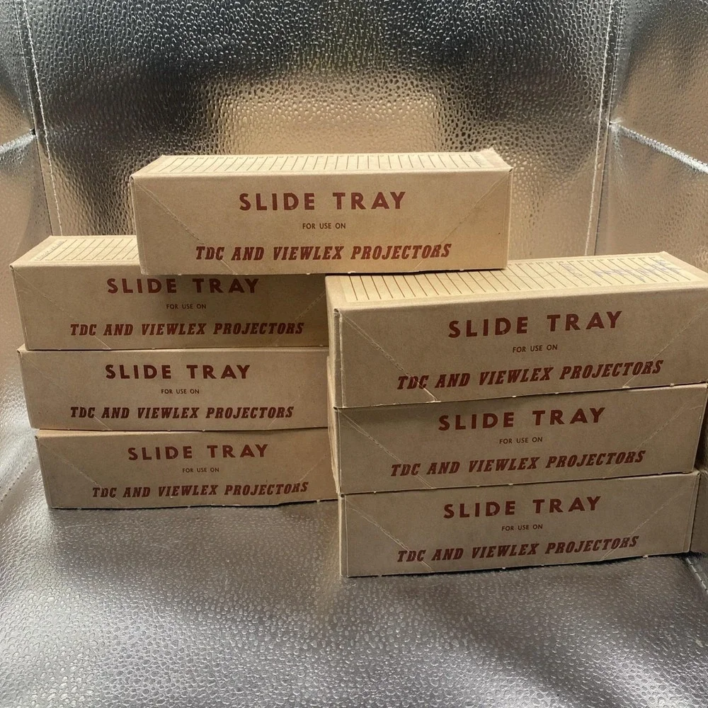 Lot of 7 Vintage TDC Micro-Fit 30 Slide Trays with cardboard lids